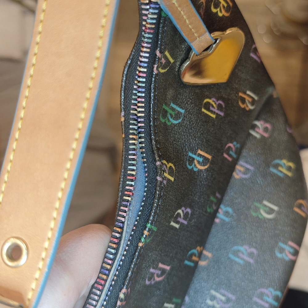 Dooney & Bourke Black Hobo Bag with Multicolor Monogram Logo - Picture 5 of 6